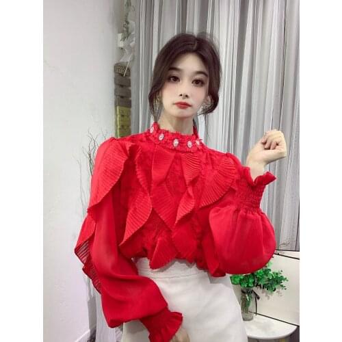 WENYINFLOWER Stand-up Collar Blouses