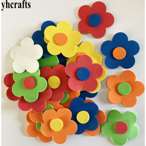 1bag/LOT,5.9cm Colorful flower foam stickers Baby room decoration Early learning educational toys Kindergarten crafts DIY OEM