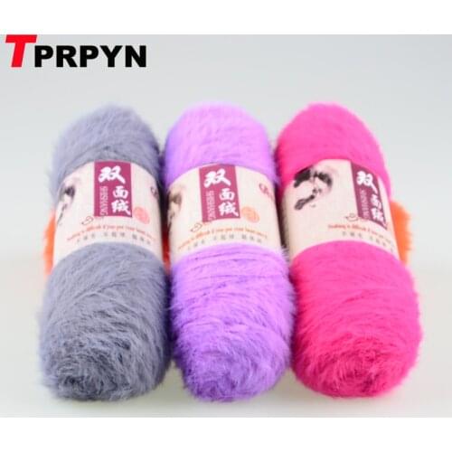 1Pc=100g Double-sided Long Hair Soft Mink Cashmere Hand Knitting Yarn Polyster Faux Fur Coral Velvet Knitted Crochet Thread