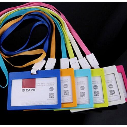 10pcs Card ID Holders with Lanyard Business Badge Company Office School Supplies Horizontal Style Stationery Material Escolar