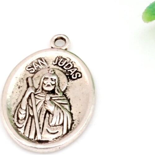 Hot Sale ! 100pcs Zinc Alloy San Judas Tadeo Charm Pendants 16x26mm DIY Jewelry A-450