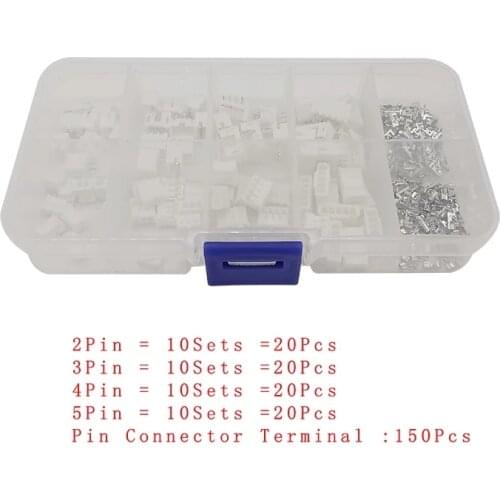 230PCS/set JST Connector Wire Adaptor PH2.0 2Pin 3Pin 4Pin 5Pin Pitch 2.0mm Terminal Socket Kit Housing Pin Header PH Kits