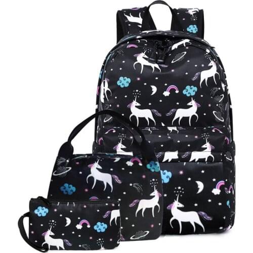 3 Sets/Pcs Woman Laptop Backpack Ribbons School Backpacks cute cat Schoolbag For Teenagers Girls Student Book Bag Female Satchel