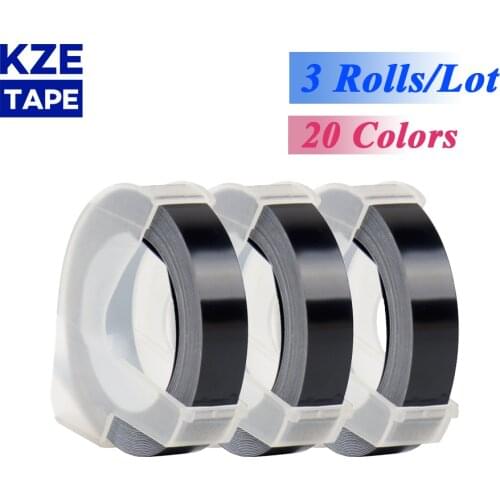 3Rolls/lot 20 colors 6/9/12mm 3D Embossing Label Tape Compatible Dymo 1610 12965 Manual Label printer for Motex E101 Label Maker