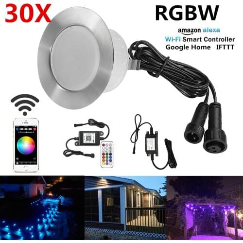 30pcs/lot RGBW 61mm IP67 Smart WIFI APP/Voice/Remote Control Terrace Kitchen Stair Step LED Deck Rail Soffit String Lights