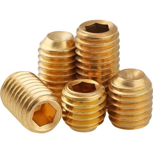5-50Pcs M3 M4 M5 M6 M8 M10 Brass Allen Head Hex Socket Srews Brass Cup Point Grub Hex Socket Set Screws