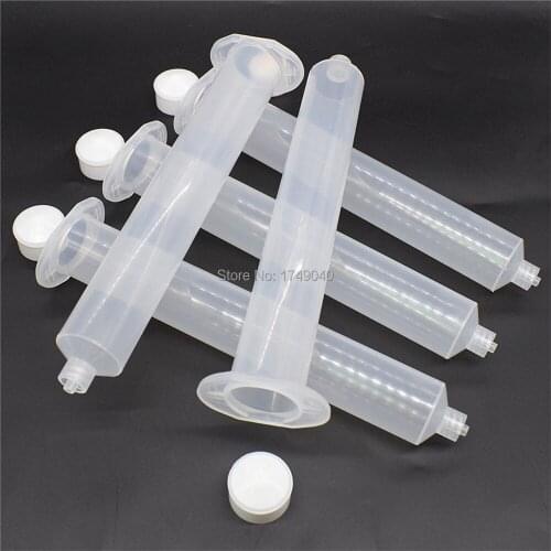 5pc Dispensing Syringe Barrel Set 55cc Glue Adhesive Dispenser Industrial Syringes Tube with Stopper for Manual 55ml UV Glue Gun