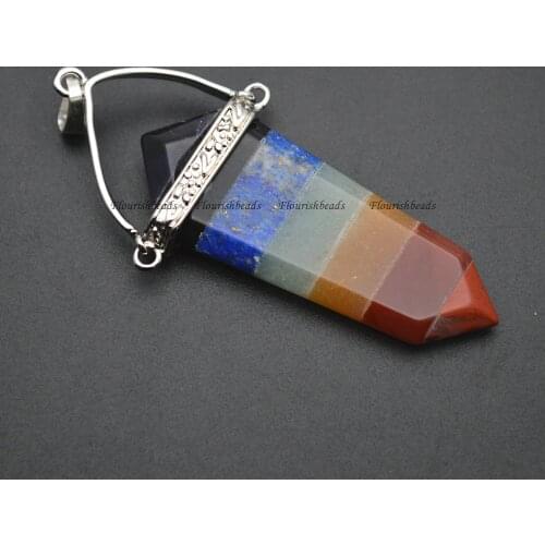 Arrow Shape 7 Different Stone Chakra Pendant Energy Jewelry