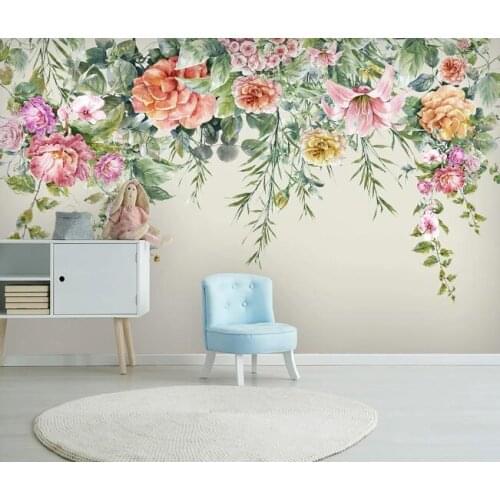 Watercolor Flower Wallpaper Wall Paper for Bedroom Sofa TV Decor Contact Paper Wall Murals Luxury Home Decor Canvas Mural