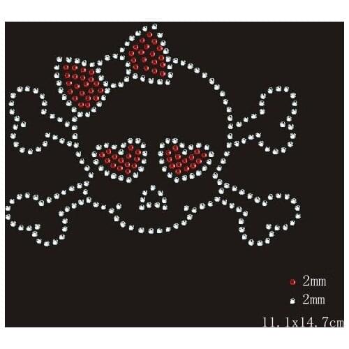 2pcs/lot SKULL Rhinestones iron on transfers motif hot fix rhinestone motif design hot fix hot fix rhinestone applique shirt