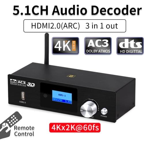 HD915PRO 5.1CH HD Audio Decoder Bluetooth 5.0 Reciever Dolby Atmos DTS AC3 HDMI2.0-Compatible 4K3D Converter SPDIF ARC PCUSB DAC