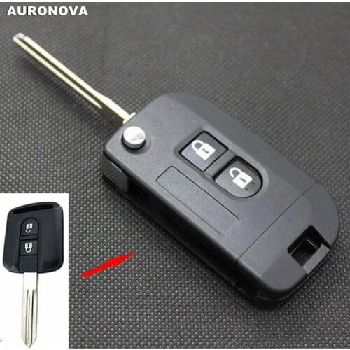 AURONOVA New Upgrade Flip Folding Key Shell for Nissan Micra 2 Buttons Modified Car Key Shell Case