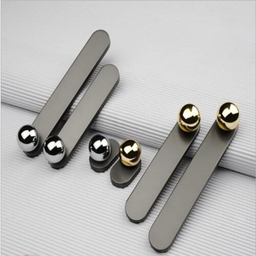 Modern Minimalist Door Handle Zinc Alloy Solid Golden Black Chrome Cupboard Drawer Dresser Knobs Furniture Hardware Pulls Puller