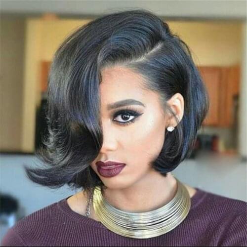 Eseewigs Short Fake Scalp PU Silk Base Lace Front Wigs Human Hair Side Part Brazilian Remy Human Hair Glueless Wigs For Women