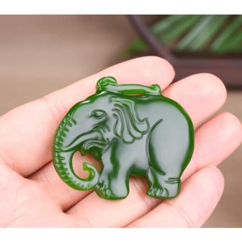 Hot selling Hotan jade new elephant necklace safety lock pendant free of freight + rope delivery