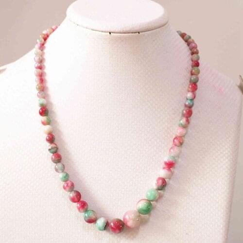Multiclor chalcedony jades stone 6-14mm round beads new diy necklace 18"B620