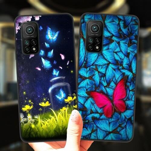 Beauty Blue Butterfly Phone Case For Xiaomi Mi 10T Lite 10 Ultra Redmi Note 9S 7 8 9 Note9 Pro 8T Coque Soft Silicone Back Cover