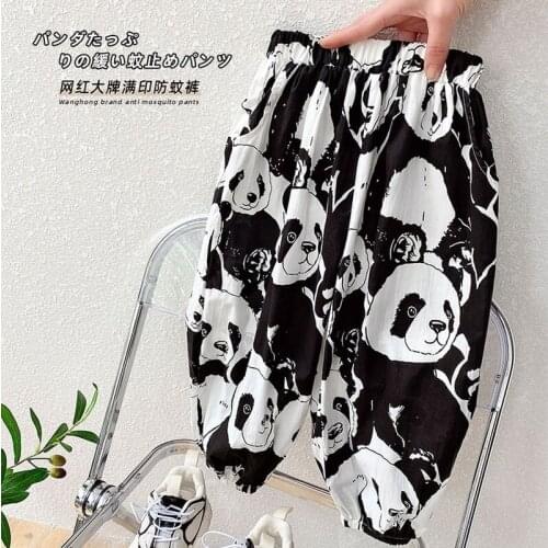 Summer cotton anti-mosquito pants tide middle and small children 1-6 years old cartoon thin wild western style nine-point pants
