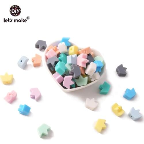 Lets Make Baby Teether 20pc Mini Crown Perle Silicone Beads DIY Baby Feeding Nurse Necklace Crafts Accessories Teething Toys
