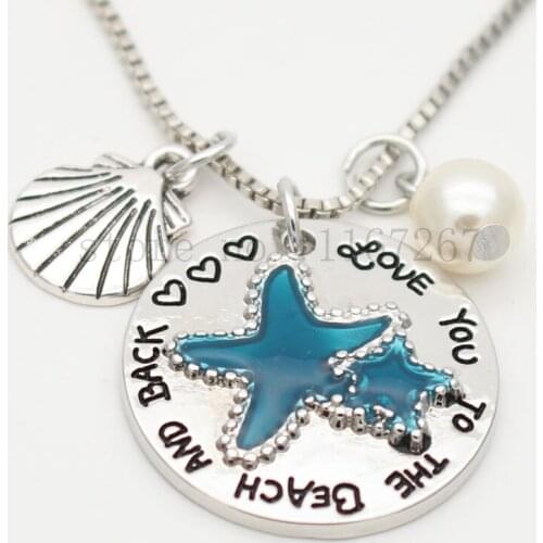 "Love you to the beach and back" Beach necklace &keychain Natural necklace Summer jewelry Womens Starfish Jewelry