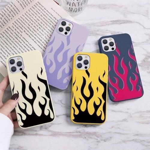 Fashion Flame Phone Cases For iPhone 13 11 12 Pro XS Max X XR 6 6S 7 8 5 5S SE 2020 Plus 13 12 Mini Fire Pattern Silicone Covers