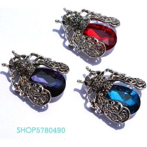 Fashion Jewelry Crystal Cute Insect Brooch Rhinestone Unisex Breast Pin Multi Color Garments Ladies Dancing Dress Accessories