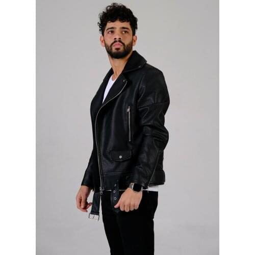 Mens Black Leather Jacket Artificial Leather Inside furry Coat Solid Zipper Viscose Polyester Trend Men 'S Fashion