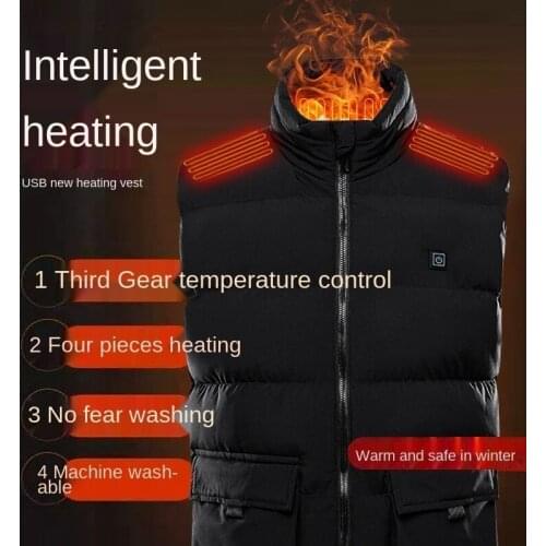 4 Areas Heated Jackets USB Mens Warm Sprots Thermal Coat Clothing Heatable Vest Womens Winter Outdoor Electric Heating Jackets