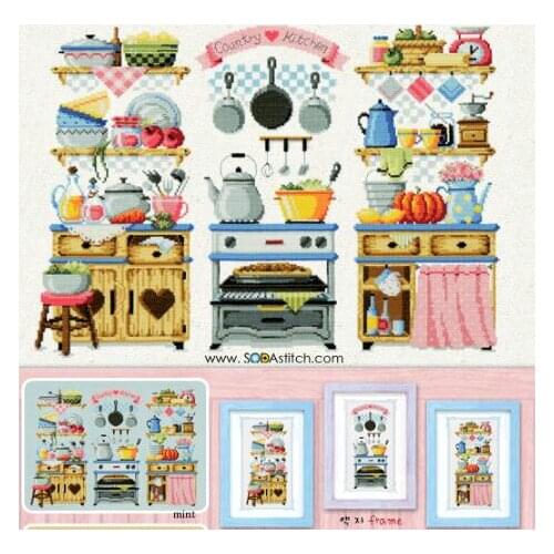 14/22/25ct Lovely Counted Cross Stitch Kit Country Kitchen Home House SO