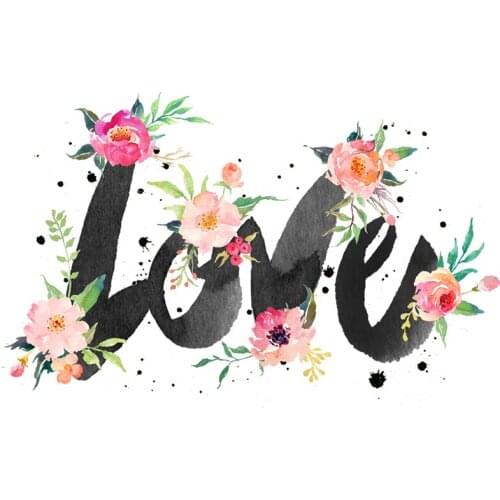 Three Ratels QC399 LOVE with flower wall sticker quotes home decoration bathroom room decals