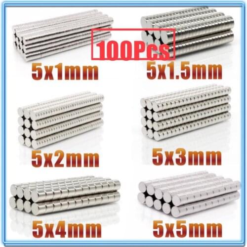 100Pcs N35 Round Magnet 5x1 5x1.5 5x2 5x3 5x4 5x5 mm Neodymium Magnet Permanent NdFeB Super Strong Powerful Magnets 5*1 5*2 5*3