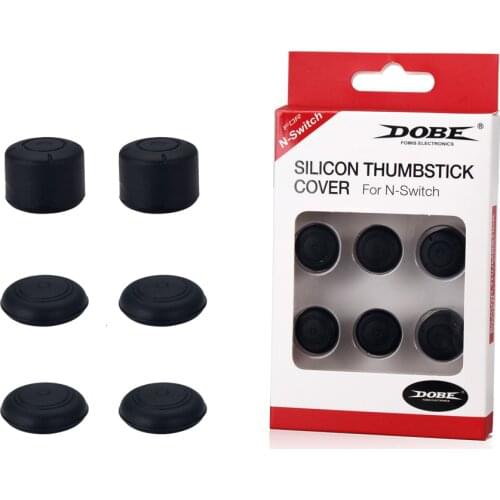 Anti-slip Black Silicone Caps, 1 Pairs Length ThumbGrips & 2 Pairs Short Thumbstick Cap for Nintend Switch Joy-con Controller