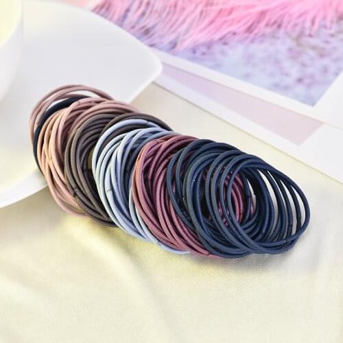 New 100PCS/Lot Women Girls Candy Colors Nylon 5CM Rubber Bands Safe Elastic Hair Bands Ponytail Holder Kids Hair Accessories