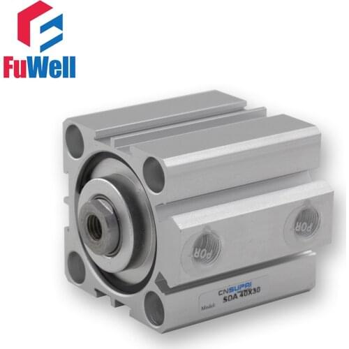 SDA Type Pneumatic Cylinder 40mm Bore 5/10/15/20/25/30/40/50mm Stroke Aluminum Alloy Double Action Air Cylinder