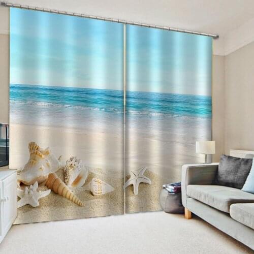 Luxury Blackout 3D Window Curtain For Living Room blue beach curtains soundproof windproof curtains
