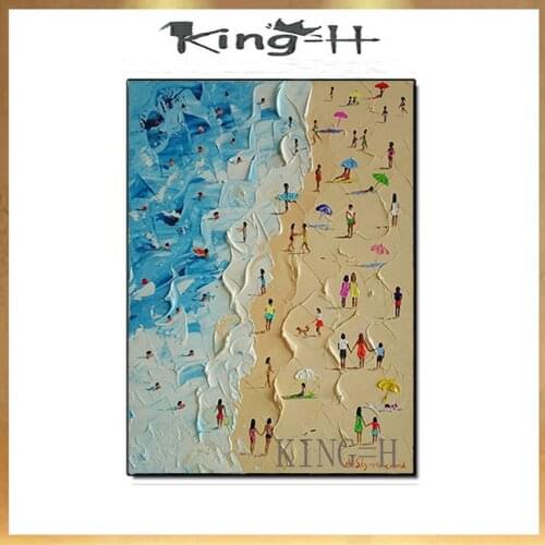 Hand painted Oil Painting On Canvas Color Sea Boat Sandy beach Oil Painting Abstract Modern Canvas Living Room Decor Picture