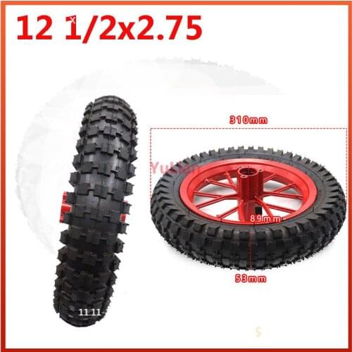 Red12 1/2 X 2.75 Tyre 12.5 *2.75 Tire 12 inch with Aluminum Wheel Hub for Razor Dirt Bike Rocket 49CC MX350 MX400 Mini Dirtbike