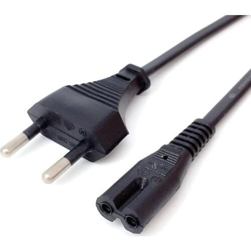 IEC 320 C7 Figure 8 To EU 2 Prong Plug AC Power Cord 30cm Copper Power Cable 2.5A 250V