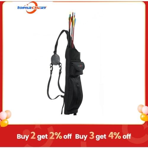 Toparchery Arrow Bag Outdoor Hunting Archery Quiver Arrow Holder Bow Back Shoulder Bag Zip Pocket