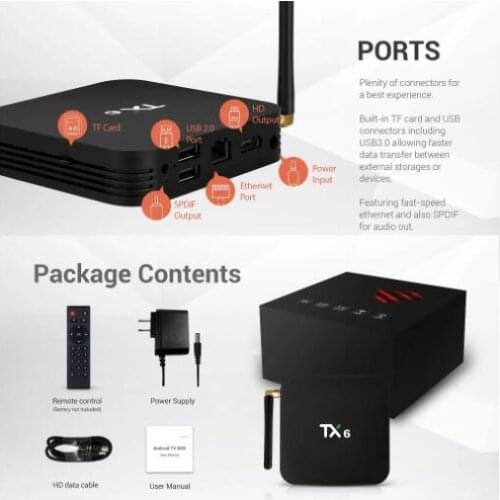 Tanix TX6 Android 9.0 Smart TV Box Allwinner H6 4GB 64G 4K H.265 2.4G/5G WiFi BT4.1 Media Player Tanix TX6 mini