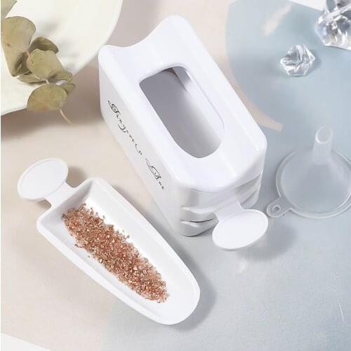 Manicure Powder Recycling Storage Box Portable Infiltration Powder Container White Double Layer French Powder Box Nail Tool