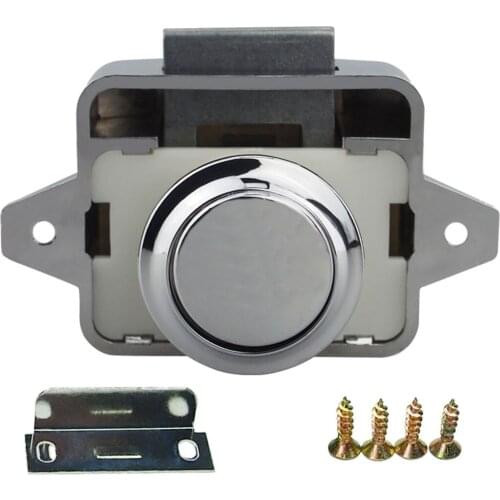 26mm Push Lock Latch Button Catch Lock Motorhome RV Cabinet Cupboard Door Knob, Chrome