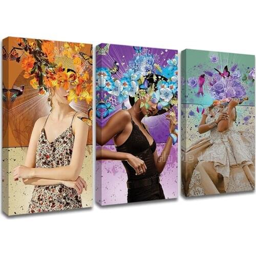 Woman Canvas Wall Art Colorful Modern Fashion Home Decor For Girls Bedroom Living Room