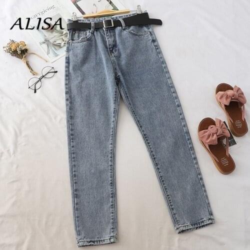 2021new Women Straight Leg Pants Spring Autumn Vintage Jeans Baggy High Waist Streetwear Jeans Casual Sashes Harem Pants