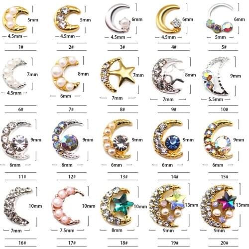 10pcs*20 Design Metal Alloy Nail Art 3D Tips DIY Jewelry Decoration Rhinestone Pearl Bow Charm Salon Manicure Tools 200pcs/lot