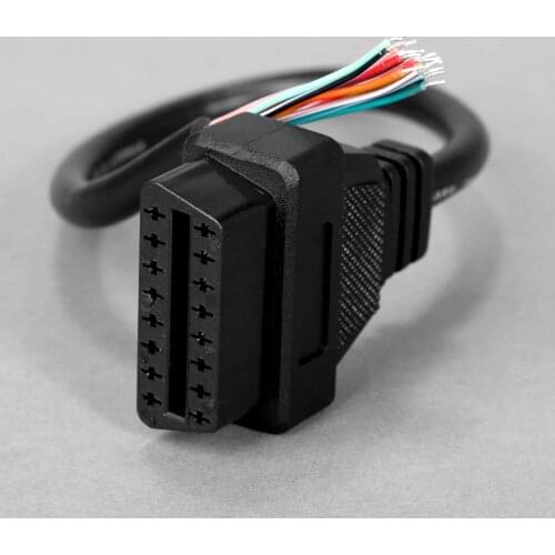 16 Pin J1962 OBD2 OBD-II Female Connector Car Diagnostic Extension Cable for Open Plug Wire Cable Cord Pigtail (30cm/1ft)
