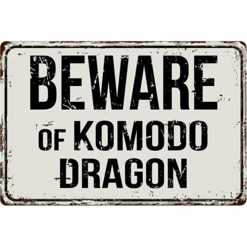 352VS Beware of Komodo Dragon 8 x 12 Vintage Aluminum Retro Metal Sign