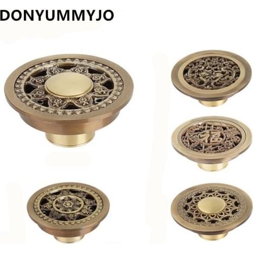 4' Antique Brass Brushed Finished Floor Drain Bathroom 10cm Shower Drain Bathroom Waste Grate Round Drain