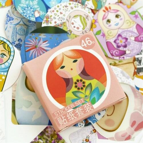 45 Pcs/box Russian doll Decorative Diy Diary Stickers Kawaii Planner Scrapbooking Sticky Stationery Escolar School Supplies