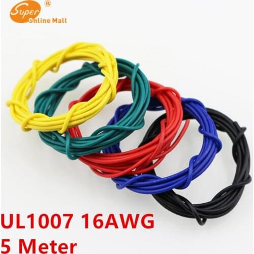 5m/lot 16.4ft UL1007 16 AWG Cable Copper Electrical Wires Cables DIY Equipment Wire 26/0.25TS OD 2.4mm